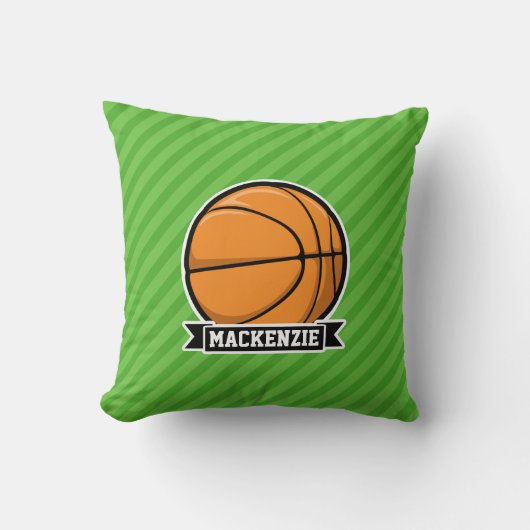 Basketbal; groene strepen kussen (Voorkant)