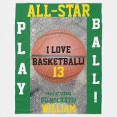 Basketbal Groene Teamnaam Fleece Deken (Voorkant)