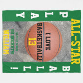Basketbal Groene Teamnaam Fleece Deken (Voorkant (Horizontaal))
