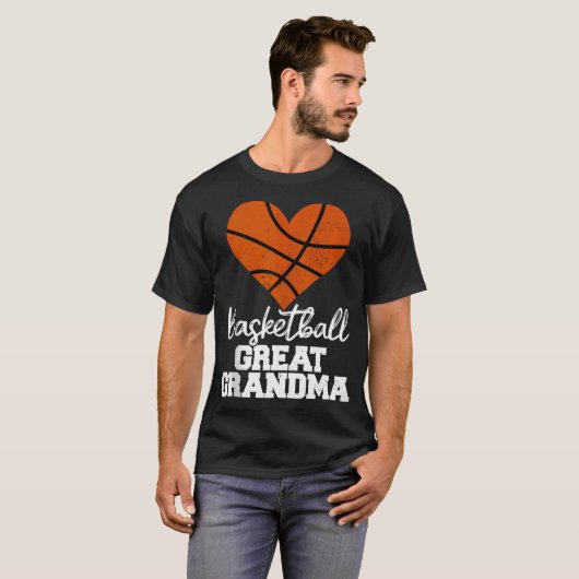 Basketbal Grote Oma Hart Grappig Hartstikke Bas T-shirt (Voorkant volledig)