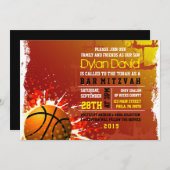 BASKETBAL GRUNGE Bar Mitswa Uitnodiging (Voorkant / Achterkant)