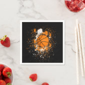 Basketbal Grunge Paint Splatter Sinaasappel Zwart Servet (Insitu)