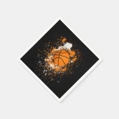 Basketbal Grunge Paint Splatter Sinaasappel Zwart Servet (Hoek)