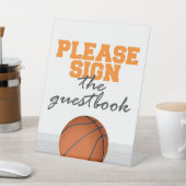 Basketbal guestbook verjaardag of bruisparty reclamebord met voetstuk (Insitu)