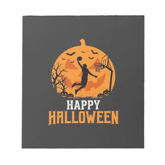 Basketbal Halloween Dunk Pompoen Design_1 Notitieblok (Voorkant)