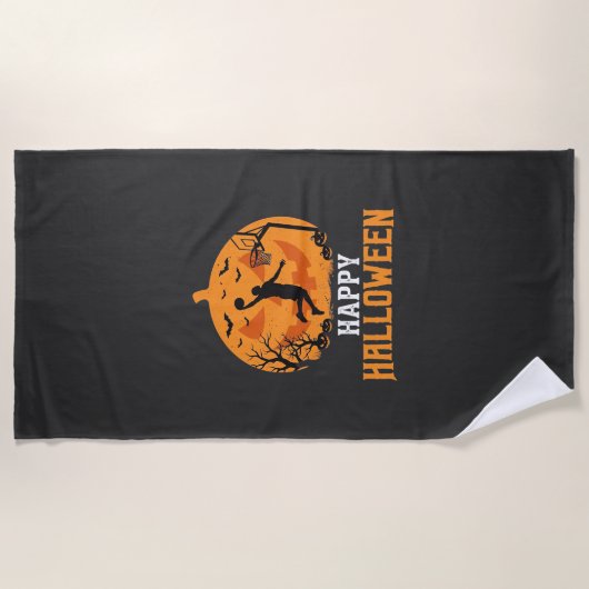 Basketbal Halloween Dunk Pompoen Design_1 Strandlaken (Voorkant)