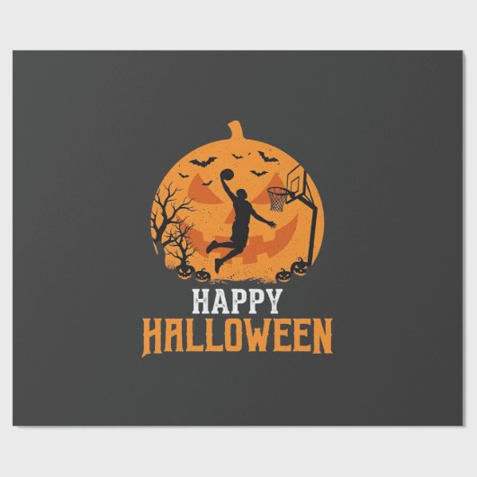 Basketbal Halloween Dunk Pompoen Ontwerp_1 Cadeaupapier (Vlak)