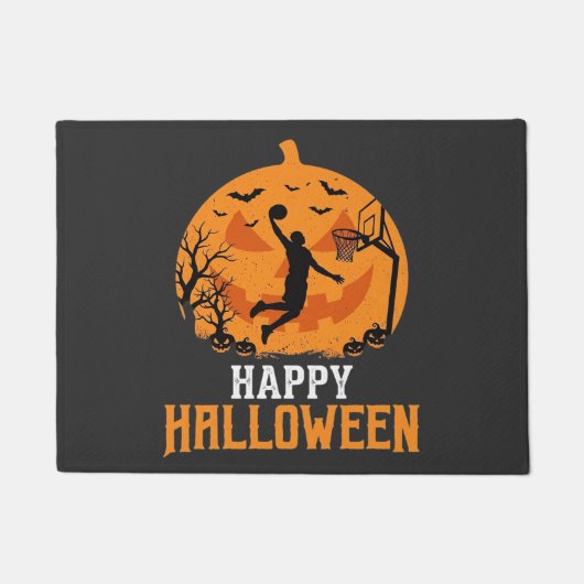 Basketbal Halloween Dunk Pompoen Ontwerp_1 Deurmat (Voorkant)