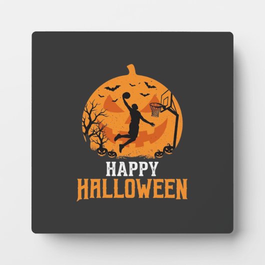 Basketbal Halloween Dunk Pompoen Ontwerp_1 Fotoplaat (Voorkant)