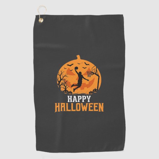 Basketbal Halloween Dunk Pompoen Ontwerp_1 Golfhanddoek (Voorkant)