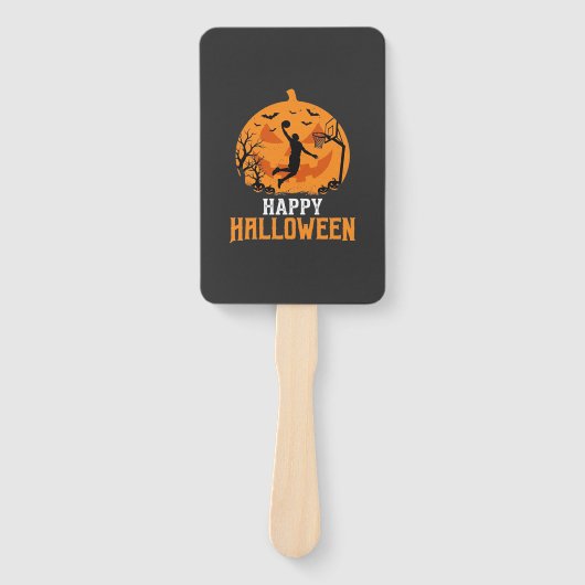 Basketbal Halloween Dunk Pompoen Ontwerp_1 Handwaaier (Voorkant)