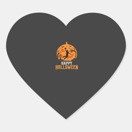 Basketbal Halloween Dunk Pompoen Ontwerp_1 Hart Sticker (Voorkant)