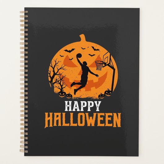 Basketbal Halloween Dunk Pompoen Ontwerp_1 Planner (Voorkant)