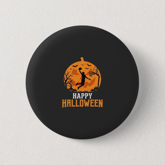Basketbal Halloween Dunk Pompoen Ontwerp_1 Ronde Button 5,7 Cm (Voorkant)