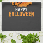 Basketbal Halloween Dunk Pompoen Ontwerp_1 Theedoek (Gevouwen)