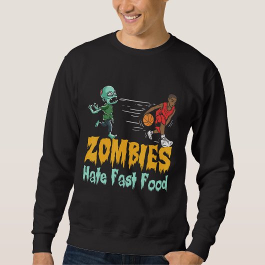 Basketbal Halloween Zombies Hat Fast Food Trui (Voorkant)