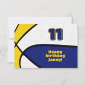 Basketbal Happy Birthday Blauw Goud Team Kleuren Kaart (Voorkant)