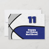 Basketbal Happy Birthday Blauw Grijs Team Kleuren Kaart (Voorkant)