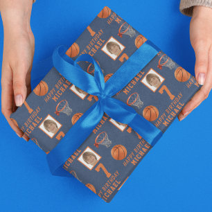 Basketbal Happy Birthday Foto Cadeaupapier