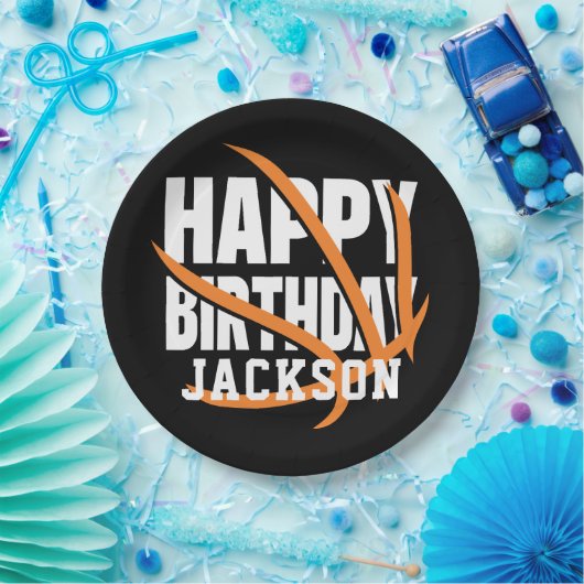 Basketbal Happy Birthday gepersonaliseerd Papieren Bordje (Feest)