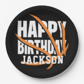 Basketbal Happy Birthday gepersonaliseerd Papieren Bordje (Voorkant)
