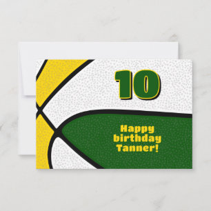 Basketbal Happy Birthday Groen Goud Team Kleuren Kaart