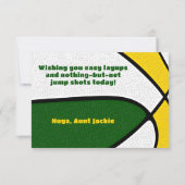 Basketbal Happy Birthday Groen Goud Team Kleuren Kaart (Achterkant)