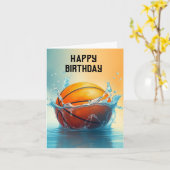 Basketbal Happy Birthday Hitting Water Kaart (Gele Bloem)