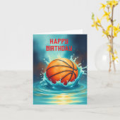 Basketbal Happy Birthday Hitting Water Kaart (Gele Bloem)