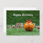 Basketbal Happy Birthday Kaart met basketbal (Voorkant / Achterkant)