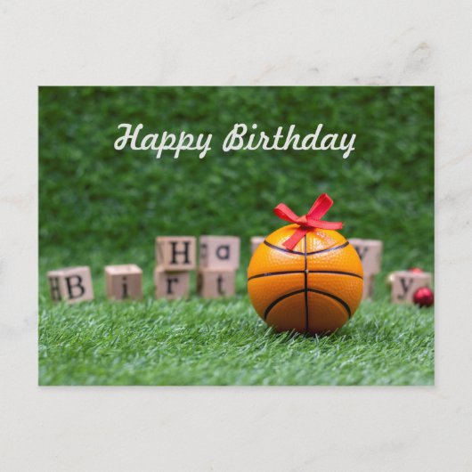 Basketbal Happy Birthday Kaart met basketbal (Voorkant)