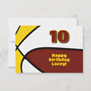 Basketbal Happy Birthday Maroon Gold Team Kleuren Kaart