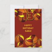 Basketbal Happy Birthday Maroon Gold Team Kleuren Kaart (Voorkant)