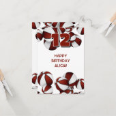 Basketbal Happy Birthday Maroon Team Kleuren Kaart (Voorkant / Achterkant in situ)