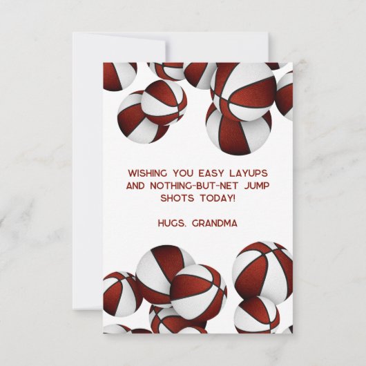 Basketbal Happy Birthday Maroon Team Kleuren Kaart (Achterkant)