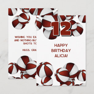 Basketbal Happy Birthday Maroon Team Kleuren Kaart