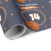 Basketbal Happy Birthday Sports Cadeaupapier (Rol Hoek)