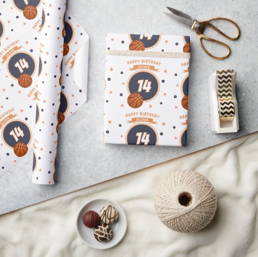 Basketbal Happy Birthday Sports Cadeaupapier (Crafts)