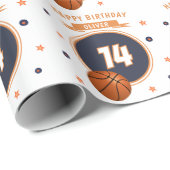 Basketbal Happy Birthday Sports Cadeaupapier (Rol Hoek)