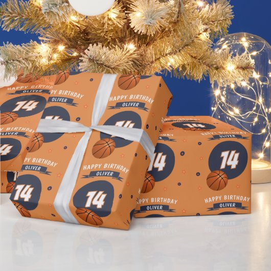 Basketbal Happy Birthday Sports Cadeaupapier (Feestdagen)