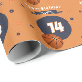 Basketbal Happy Birthday Sports Cadeaupapier (Rol Hoek)
