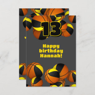 Basketbal Happy Birthday Zwart Goud Team Kleuren Kaart