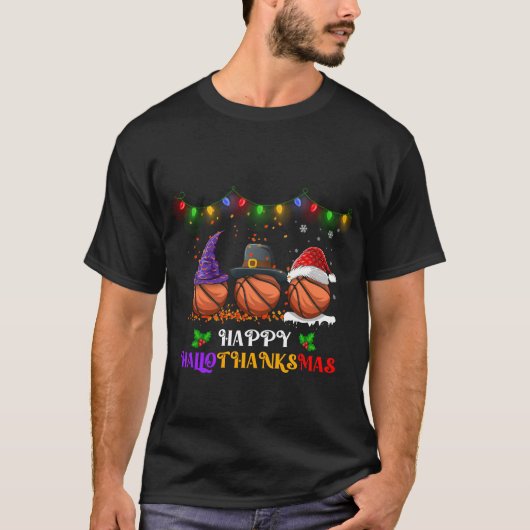 Basketbal Happy Hallothanksmas T-shirt (Voorkant)