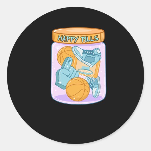 Basketbal Happy Pills Sticker (Voorkant)