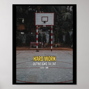 Basketbal Hard werken Motivatie Quote Poster