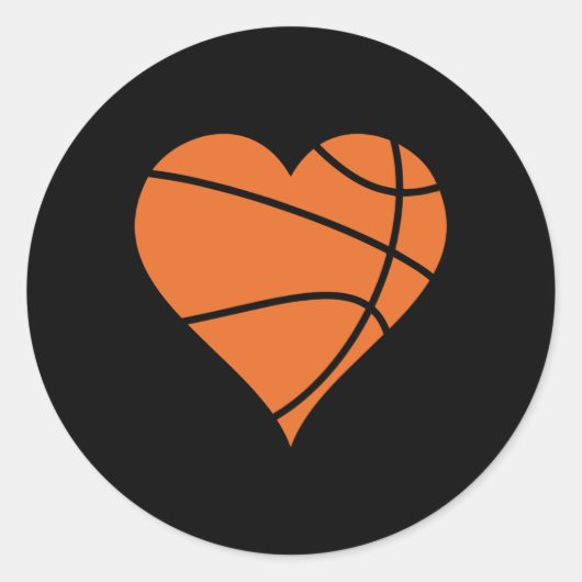 Basketbal Hart 2 Ronde Sticker (Voorkant)