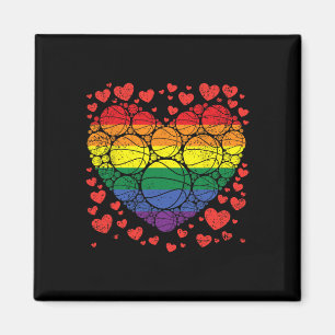 Basketbal Hart Gay Retro Pride Vlag LGBT-Q Speler Magneet