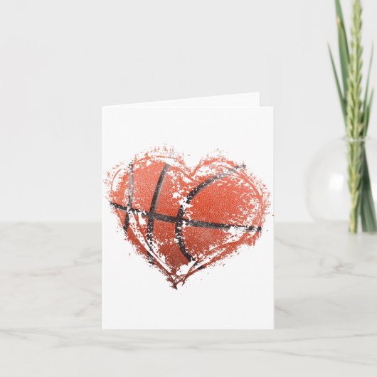 Basketbal Hart Gelukkige Valentijnsdag Basketbal Kaart (Voorkant)