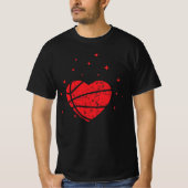 Basketbal Hart Grappig Cadeau voor Valentijnsdag T-shirt (Voorkant)