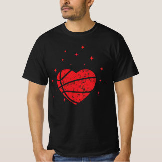 Basketbal Hart Grappig Cadeau voor Valentijnsdag T-shirt
